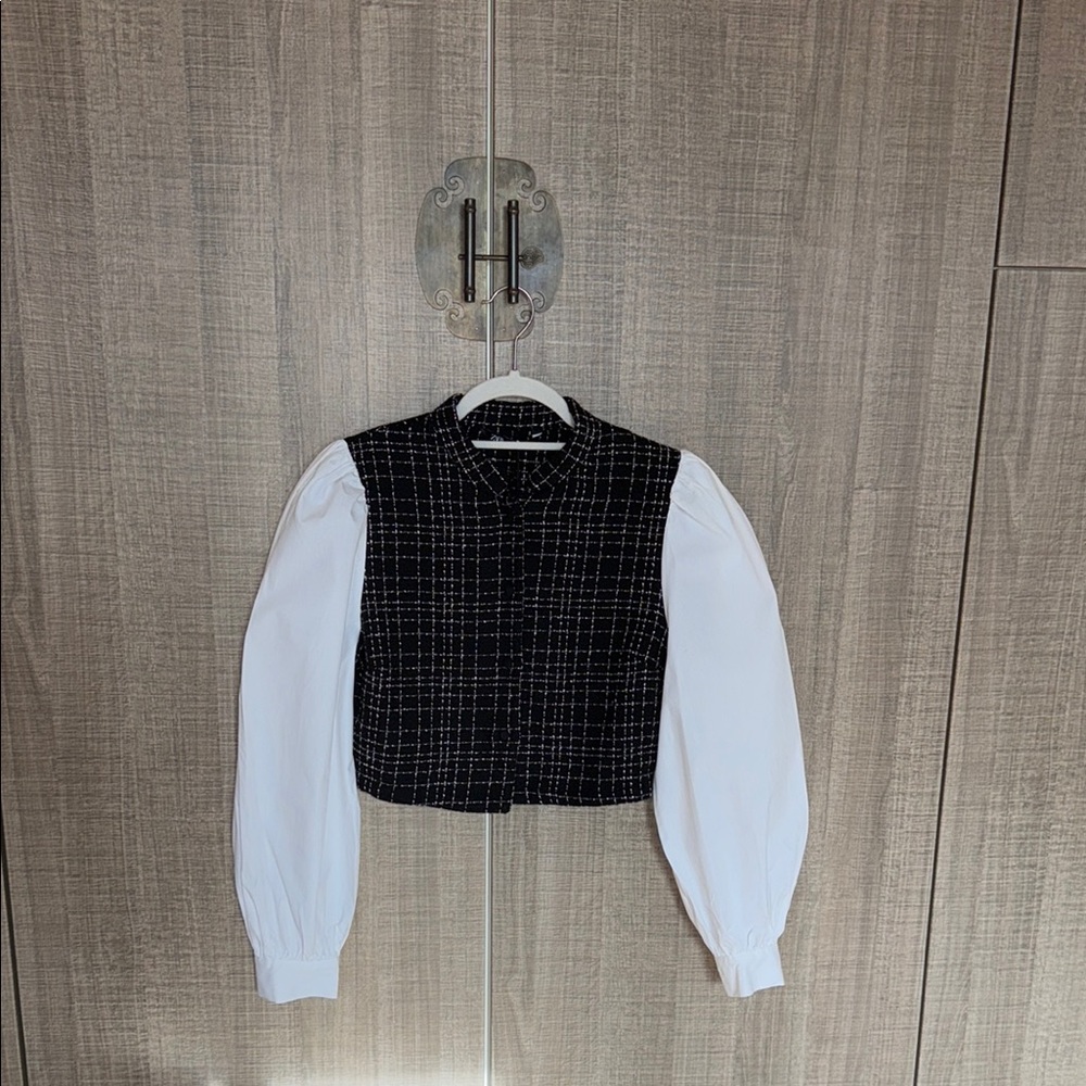 Zara Contrast Textured Check Shirt